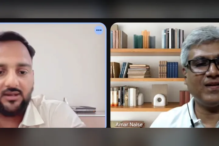 Coach Amar Naise in a video call with Rahul Awasthi, Coach TRA, funnel architect and coaching mentor