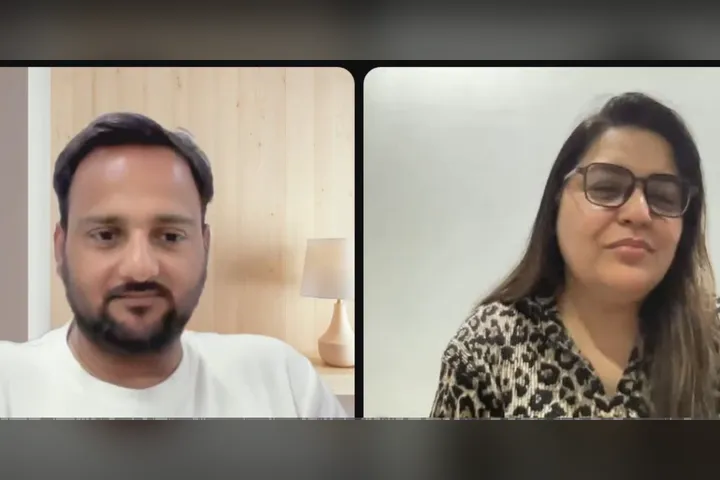Coach Magical Sehba in a video call with Rahul Awasthi, Coach TRA, funnel architect and coaching mentor