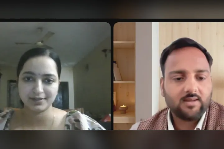 Coach Neha Udgirkar in a video call with Rahul Awasthi, Coach TRA, funnel architect and coaching mentor