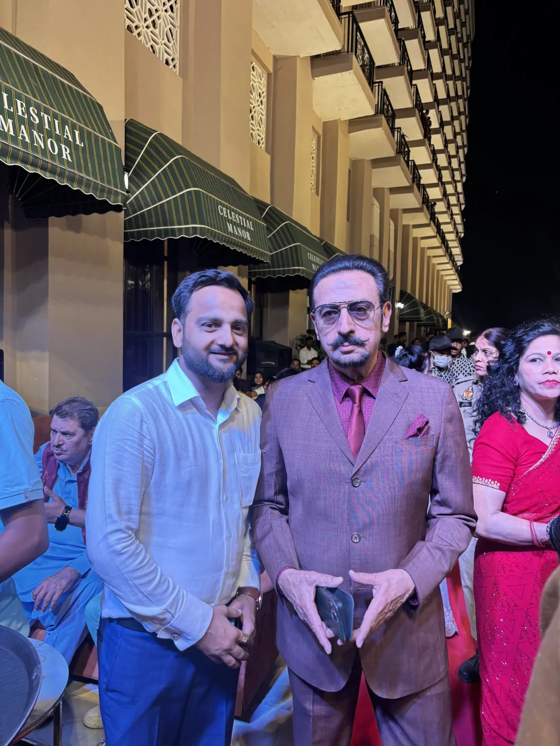 Rahul Awasthi with a fellow guest at a night event
