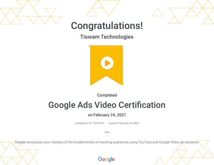 Google Ads Video Certification