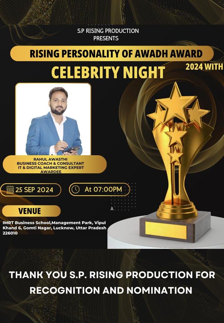 Coach TRA, The Rahul Awasthi Awarded By BE Production